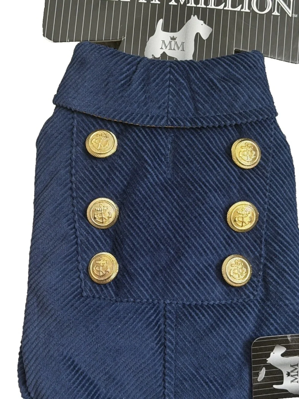 Vintage 2007 Max-A-Million Dog Peacoat XS Royal Blue Corduroy Gold Buttons NWT